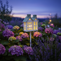 Article Maison lumineuse sur bâtonnet - Décoration chaleureuse pour une ambiance festive au jardin et sur le balcon - 80 cm