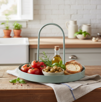 Article Plateau décoratif pour la cuisine et la table à manger, poignée haute, 18 cm