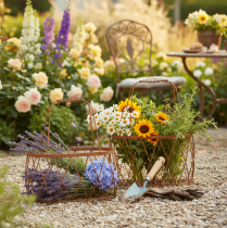 Article Panier ovale en fil de fer avec anse, décoration de jardin, finition rouille, 30 x 25 cm, lot de 2