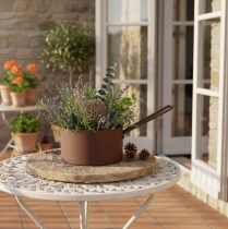 Article Pot de fleurs en métal, jardinière, bac couleur rouille, objet décoratif, Ø 20 cm H 11 cm