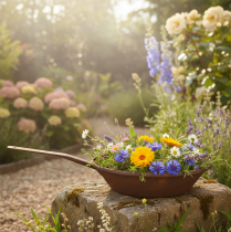 Article Plateau de plantation, bac couleur rouille avec poignée, jardinière en métal, Ø31cm