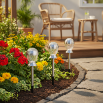 Article Lampes Solaires Sphériques avec Piquet pour Jardin, Lot de 4, 36 cm