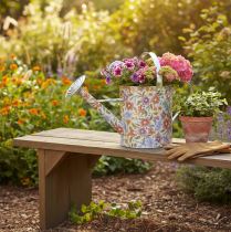 Article Arrosoir décoratif en métal, pot de fleurs vintage, Ø18cm