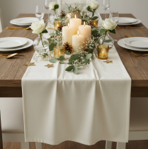 Article Tissu de table en velours crème 28×270 cm pour décoration