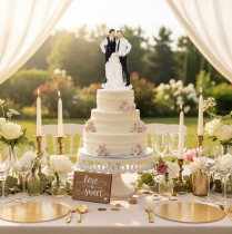 Article Figurine pour gâteau représentant un couple d'hommes avec un gâteau, 16,5 cm