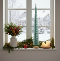 Article Sapin de Noël artificiel, sapin décoratif, design délicat avec base en bois, 80 cm