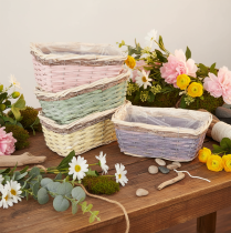Article Paniers rectangulaires en bois avec film plastique 25 cm - Lot de 4