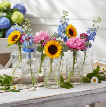 Article Vase en verre cylindrique avec motif transparent 15 cm - Lot de 6