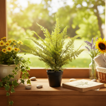 Article Plante artificielle fougère en pot 40 cm pour décoration intérieure