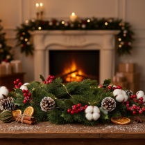 Article Couronne artificielle en branches de sapin vert 35 cm pour décoration de porte