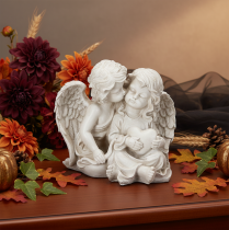 Article Statue décorative duo d’anges enfants avec cœur – 24 cm