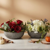 Article Coupe décorative ronde à rainures en plastique anthracite 20 cm - Lot de 2