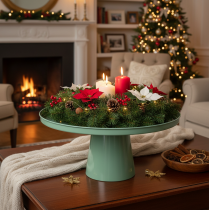 Article Table décoratif en métal vert rond 40 cm avec rebord haut