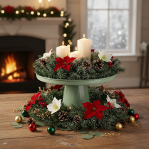Article Coupe à fleurs en métal vert 30 cm pour décoration intérieure