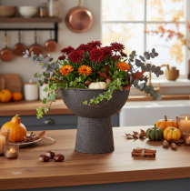 Article Coupe ronde pour plantes avec socle en métal 18 cm brun et anthracite