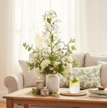Article Branche fleurie artificielle lys blanc décorative 80 cm