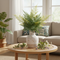 Article Branche de fougère artificielle 56 cm décorative verte en plastique