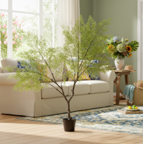 Article Künstlicher arbre avec feuilles fines 120 cm en plastique et soie pour intérieur