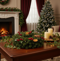 Article Couronne en branches de sapin artificiel vert rond 50 cm