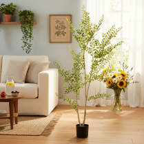 Article Plante artificielle en pot, hauteur 130 cm, vert, décoration intérieure