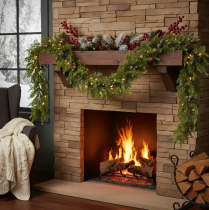Article Guirlande de Cyprès Artificielle avec Pommes de Pin 180 cm Vert pour Intérieur