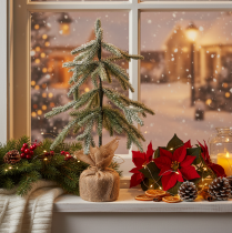 Article Sapin artificiel avec LED et branches enneigées, 50 cm, intérieur