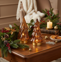 Article Sapins en verre LED décoratifs 13 cm intérieur set de 2