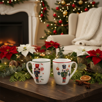 Article Tasses de Noël en Céramique Motifs Casse-Noisette et Canne à Sucre 10cm Lot de 2