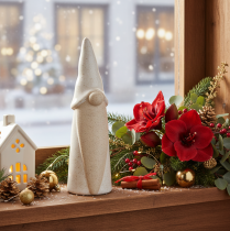 Article Décorations figurines lutin en céramique 18 cm blanc et naturel 3 pièces