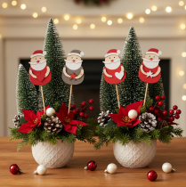 Article Décorations en bois Père Noël sur bâton, 31 cm, lot de 12 pièces, intérieur