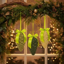 Article Zapfen décoratifs artificiels avec ruban et nœud 23 cm vert 3 pièces