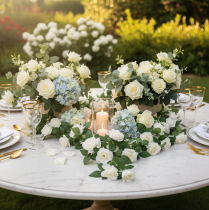 Article Guirlande de roses artificielles blanches en tissu 170 cm pour décoration
