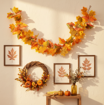 Article Guirlande Feuilles d’Érable Artificielle 165 cm Automne Décoration Intérieure