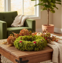 Article Couronne décorative en mousse artificielle verte 28 cm pour table ou porte