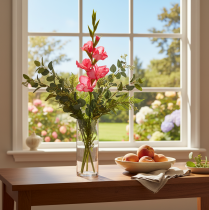 Article Kalligraphie de Gladiole Artificielle avec Fleurs Décoratives Rose 88 cm