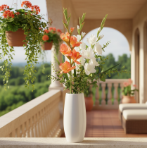 Article Gladiolus artificiel 88 cm en tissu orangé et jaune pour décoration intérieure