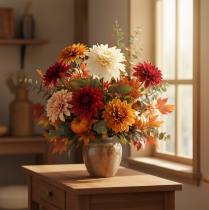 Article Fleur artificielle Dahlia crème blanche 68 cm