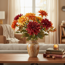 Article Dahlia artificielle rouge à longue tige 68 cm