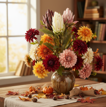 Article Fleurs artificielles Protea Leucadendron 65 cm 3 pièces Crème Bordeaux Rose