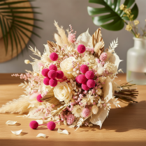 Article Craspedia séchées bouquet 55 cm 20 tiges rose