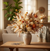 Article Craspedia séchée bouquet 55 cm orange 20 tiges