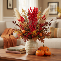 Article Lagurus séché bouquet fleurs séchées rouges 70 cm 100 g