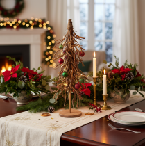Article Sapin décoratif en branches de saule sur pied en bois 68 cm