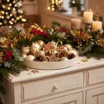 Article Plateau décoratif rond en métal 20 cm crème pour intérieur