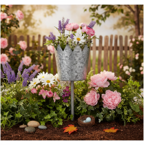 Article Couronne décorative en métal aspect antique 95 cm pour parterre ou pot de fleurs