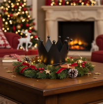 Article Couronne décorative en métal noir 10 cm pour décoration de table