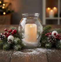 Article Bougie LED à minuterie Ø12,5cm H20cm couleur crème pour extérieur