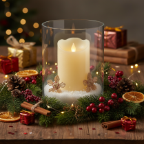 Article Bougie LED en cire avec flamme effet réaliste Ø7,5cm H12,5cm