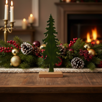 Article Tanne décorative en métal avec base en bois 36 cm