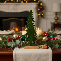 Article Sapin décoratif en métal vert sur pied en bois 46 cm